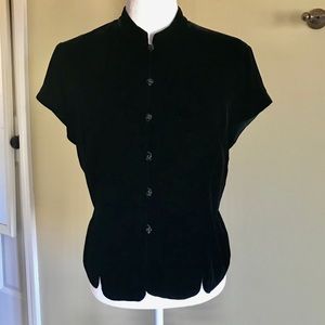 Vintage Ann Taylor Black Velvet Mandarin Blouse